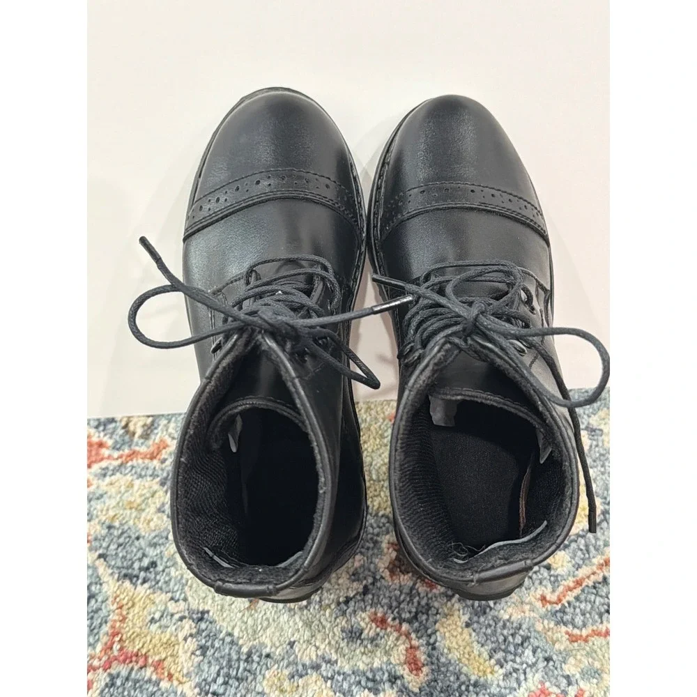 TuffRider Paddock Boots Youth 2 Black Lace Up Equestrian Horse Riding